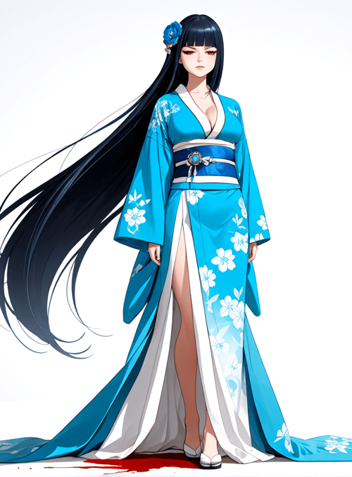 woman, kimono, hair, flower