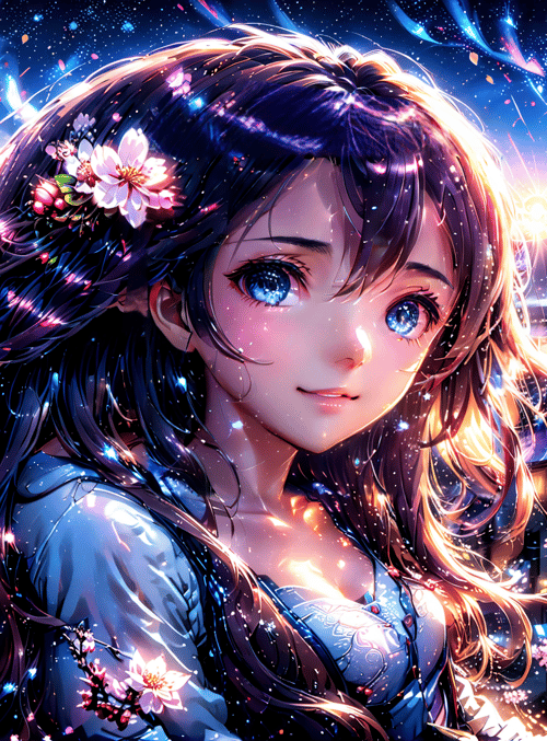 girl, cherry blossoms, city