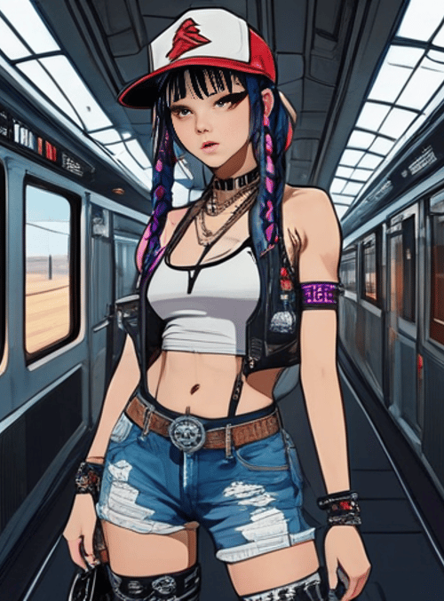 girl, train, subway