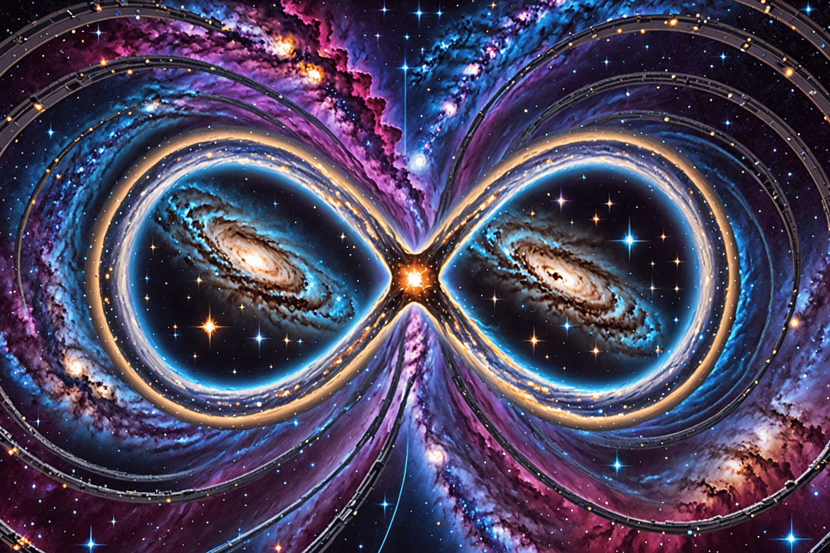 AI generated wallpaper featuring galaxy, infinity symbol, nebula