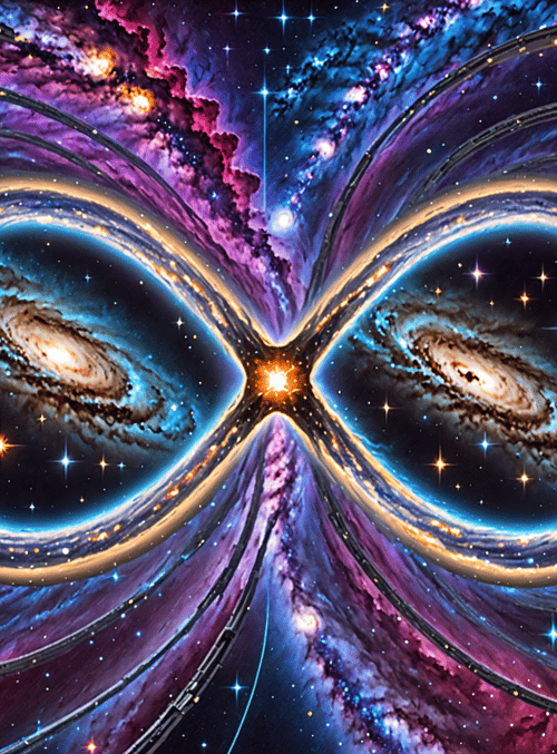 galaxy, infinity symbol, nebula