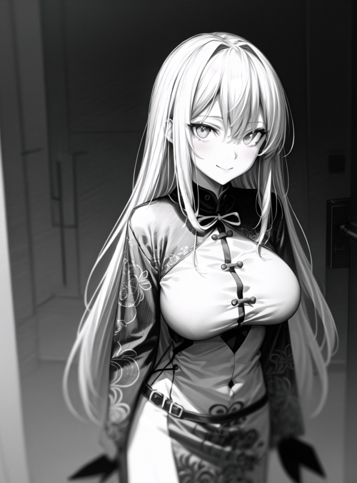 anime girl, maid outfit, doorway