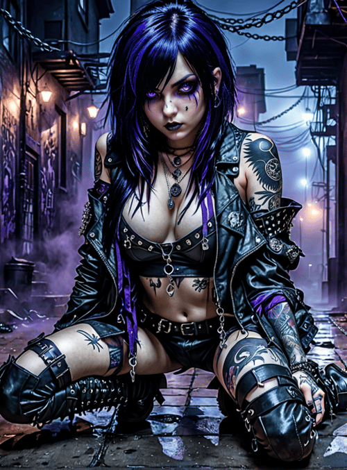 woman, goth, punk