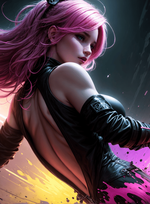 woman, cyberpunk, gloves, hair, light