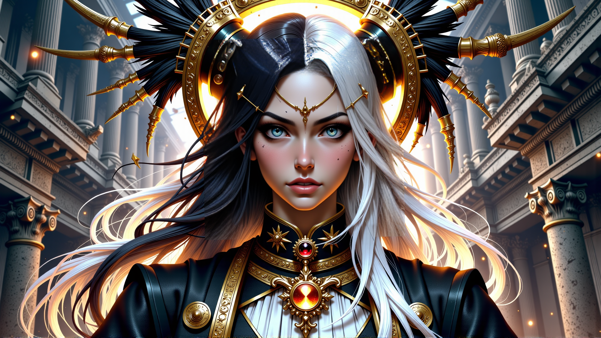 AI generated wallpaper featuring queen, goddess, warrior