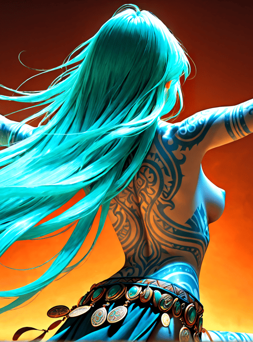 woman, dancer, tattoo, jewelry, hair