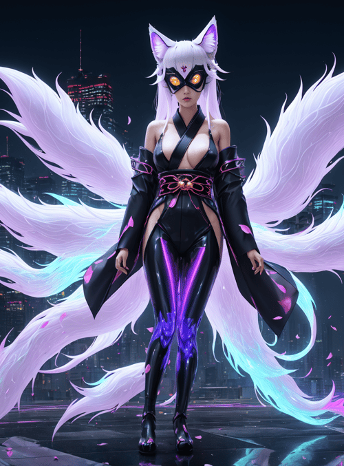 fox, cyberpunk, anime
