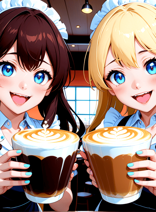 server, barista, girl, coffee, cup, cafe, latte, apron, nurse, bow
