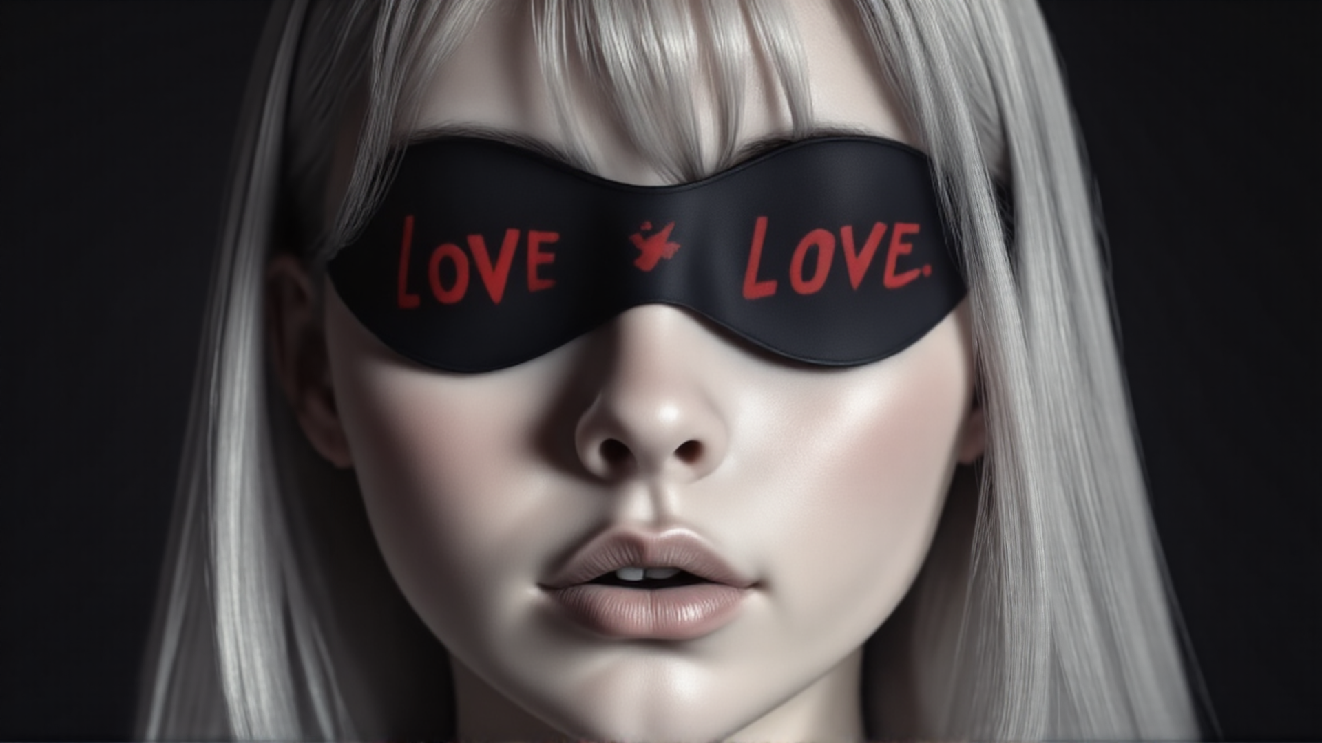 AI generated wallpaper featuring girl, blond, mask