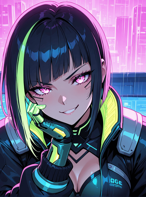 cyberpunk girl, robot arm