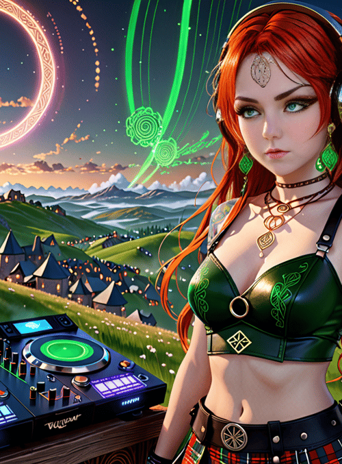 dj, woman, celtic