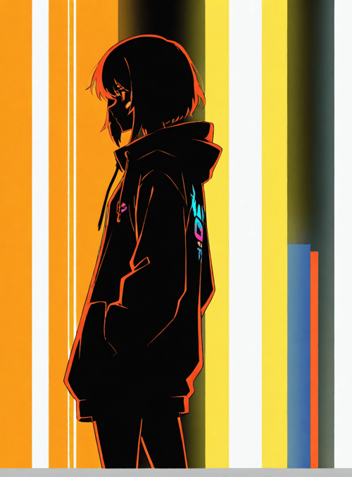 anime character, silhouette, hoodie