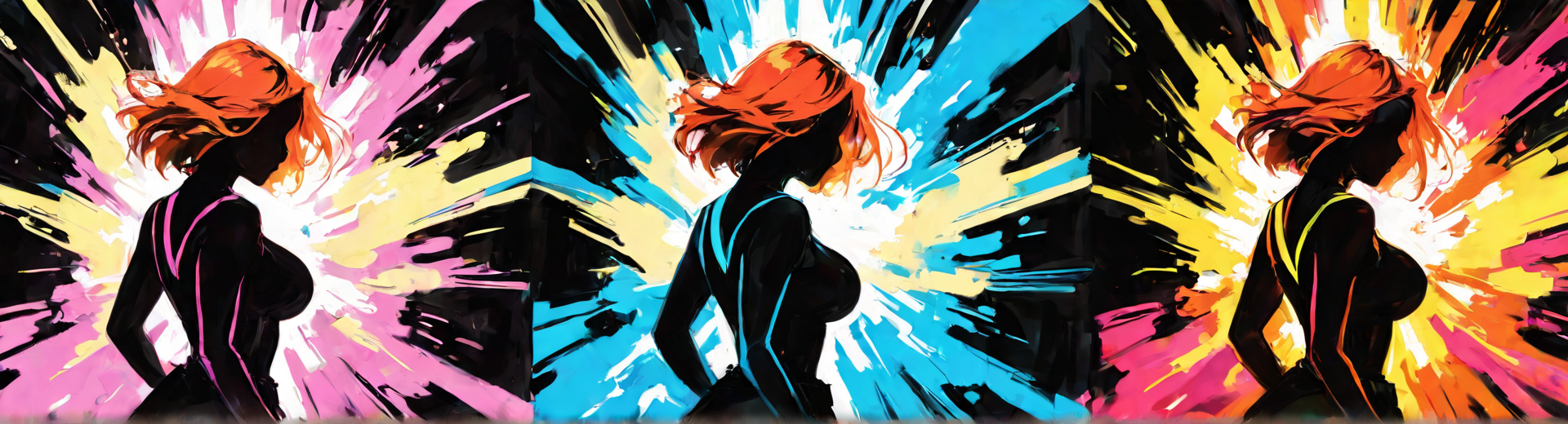 AI generated wallpaper featuring woman, silhouette, figure, back view
