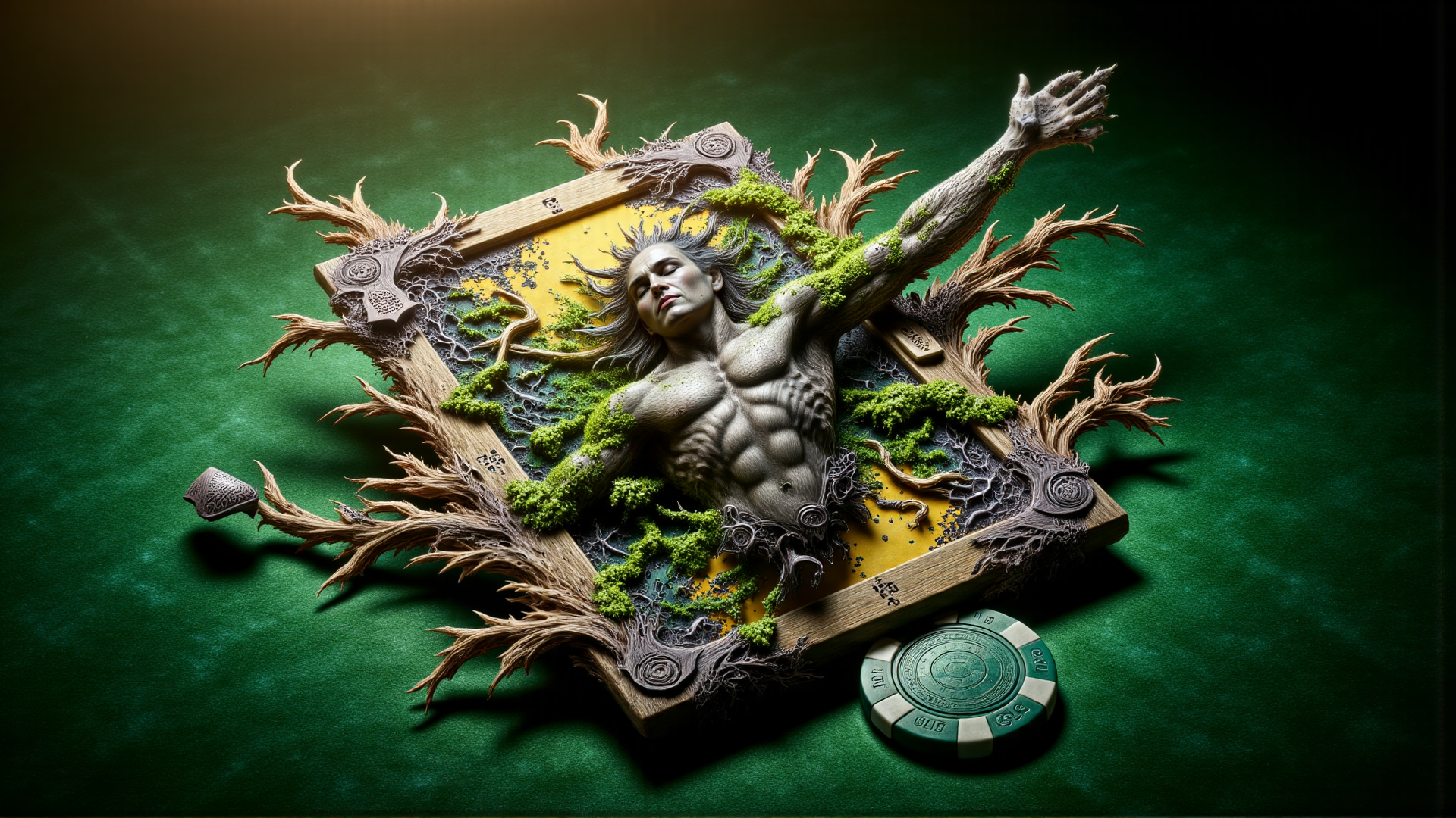 AI generated wallpaper featuring man, tree, frame
