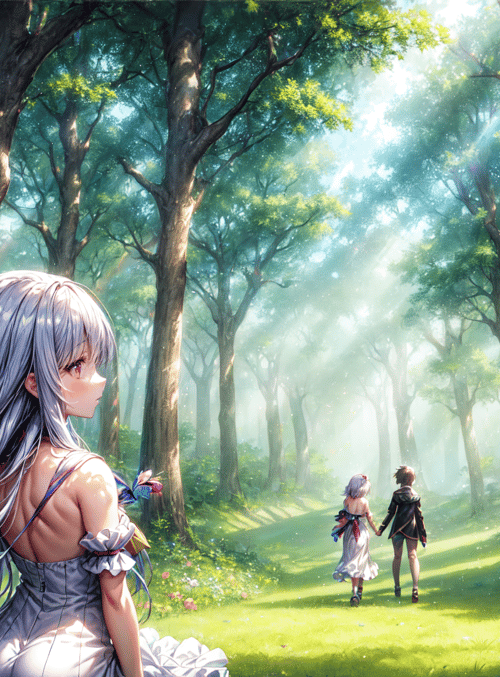 girl, forest, people