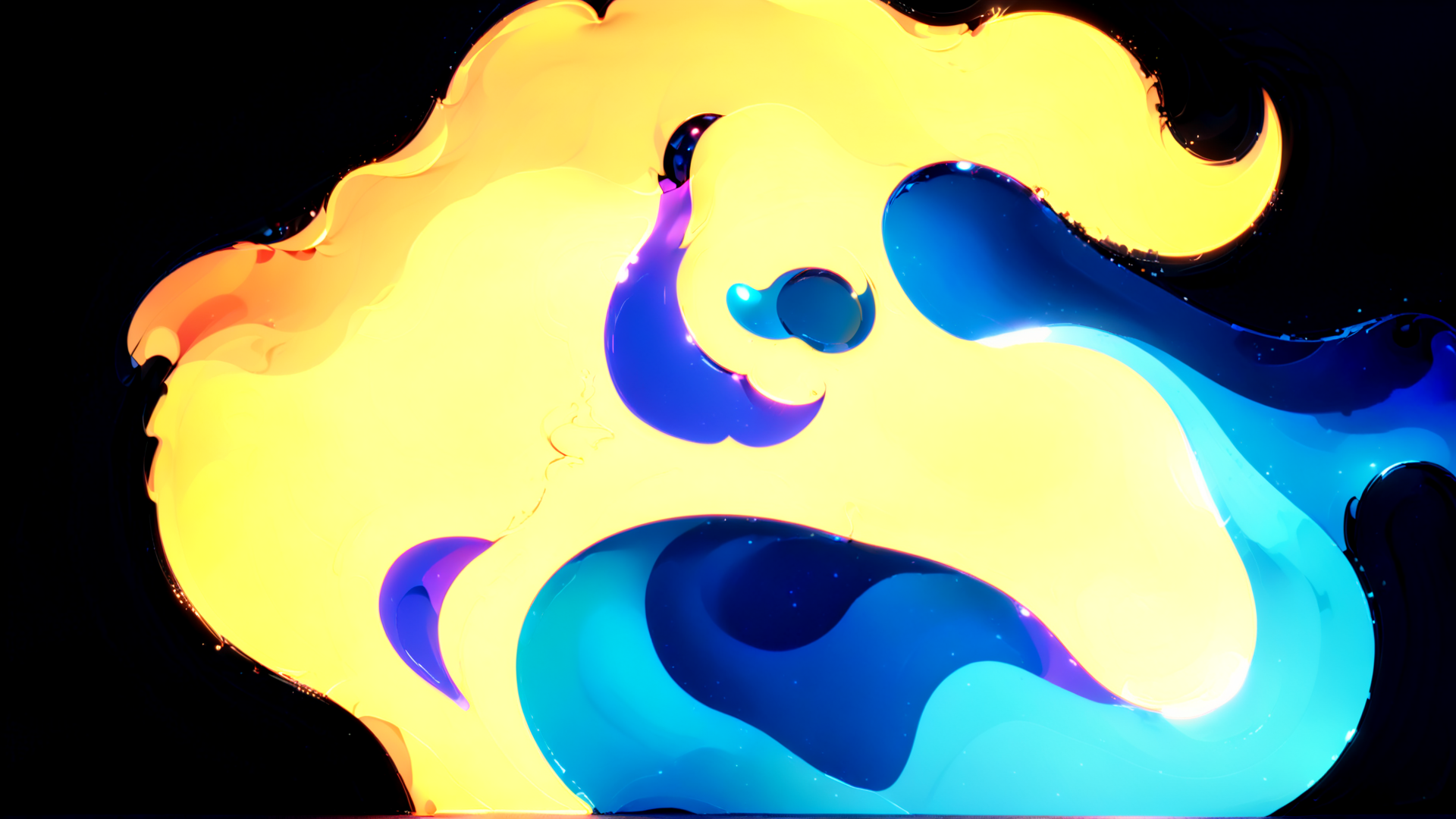 AI generated wallpaper featuring abstract shape, fluid form, glowing entity