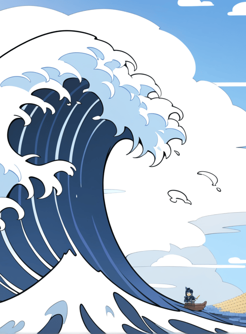 wave, mountain, boat