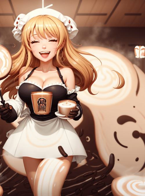 maid, coffee, latte, cup, swirl, cappuccino