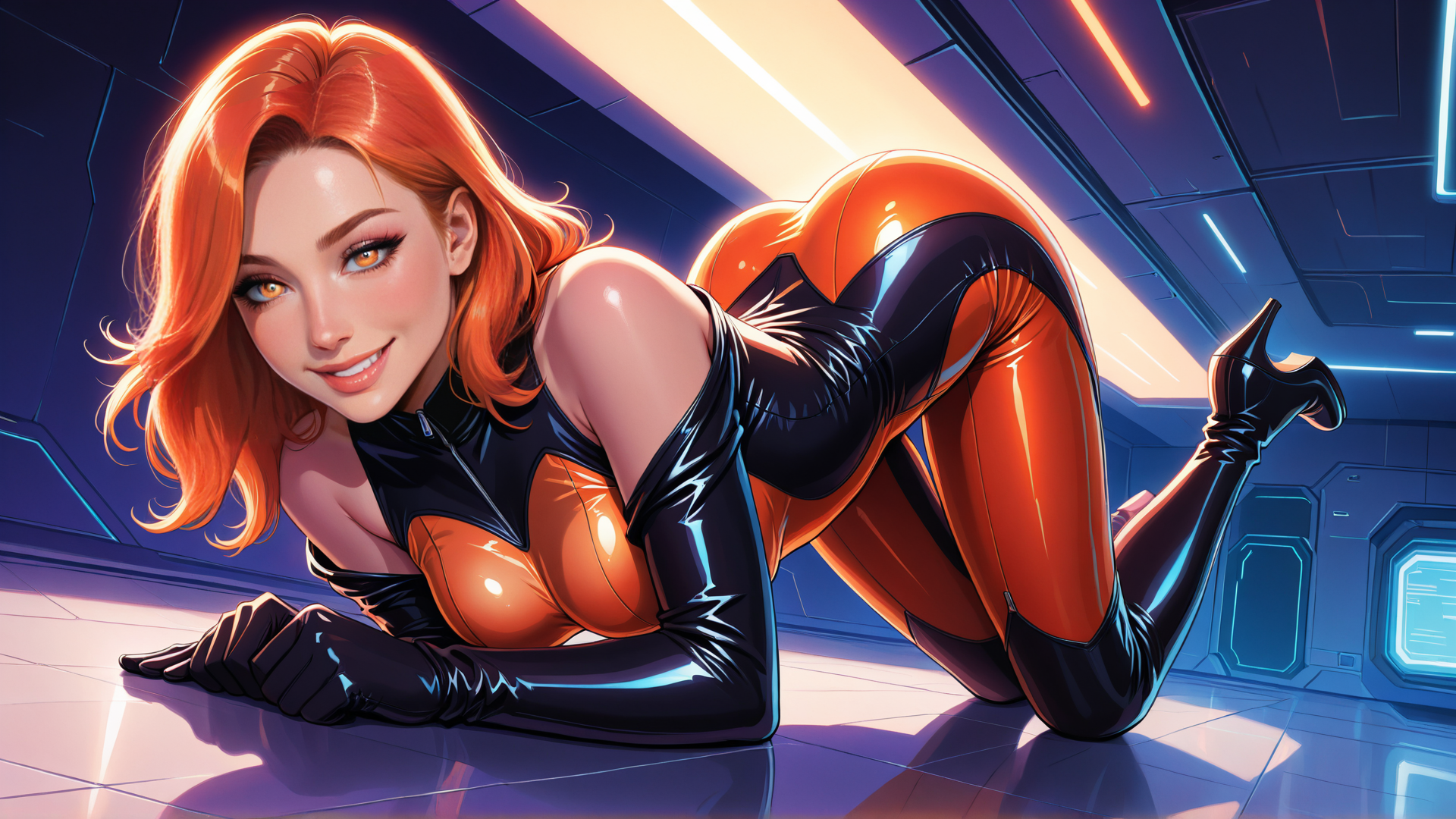 AI generated wallpaper featuring woman, superhero, space