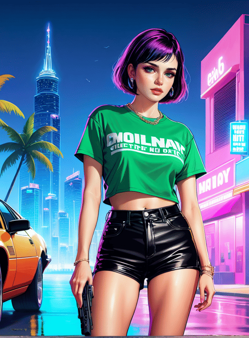 woman, car, city