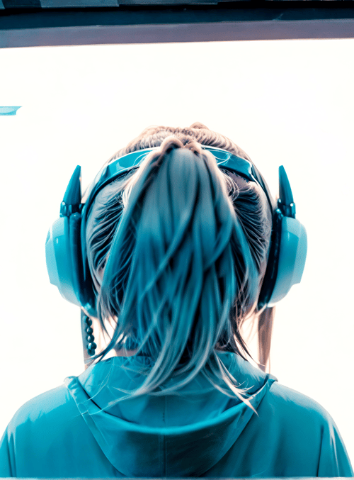 person, headphones, vr