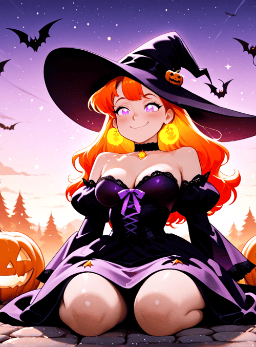 witch, pumpkin, bat, candle, castle, hay, tree