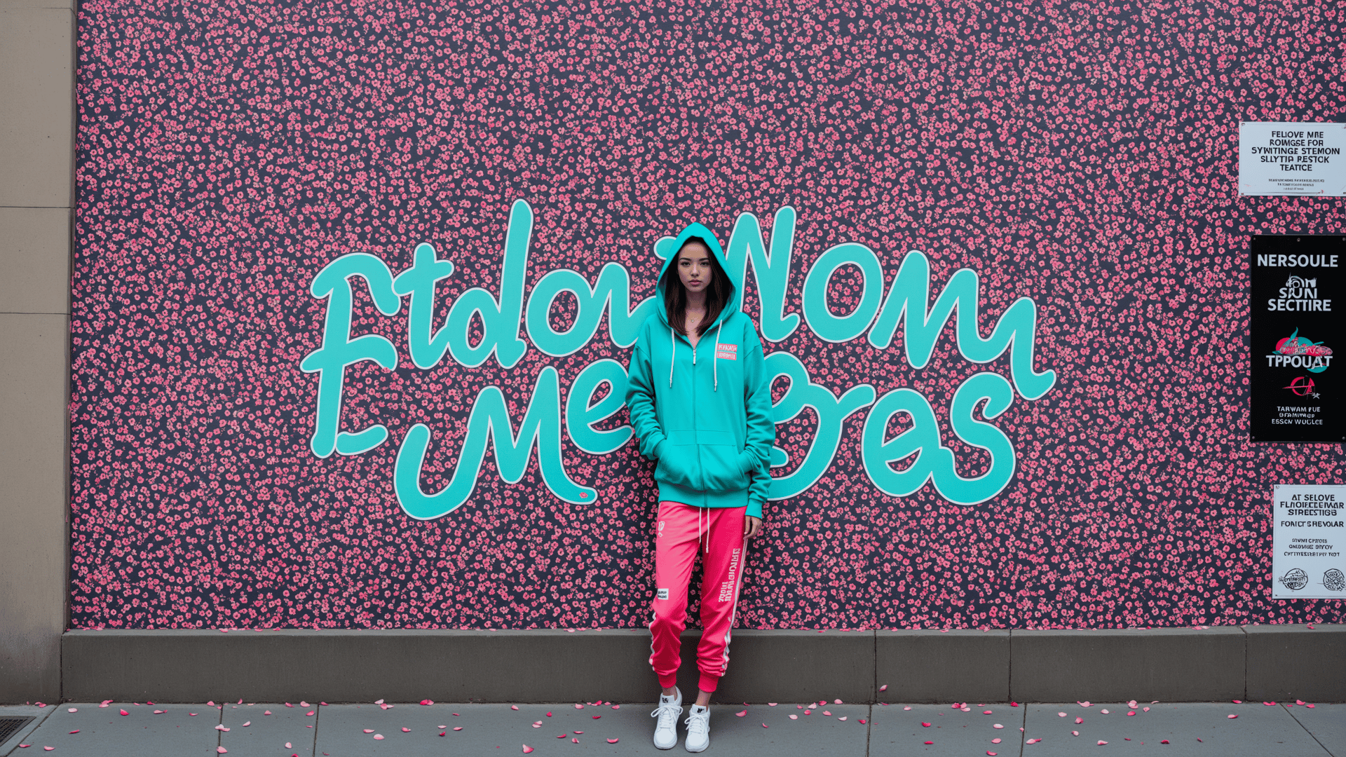 AI generated wallpaper featuring person, wall, text