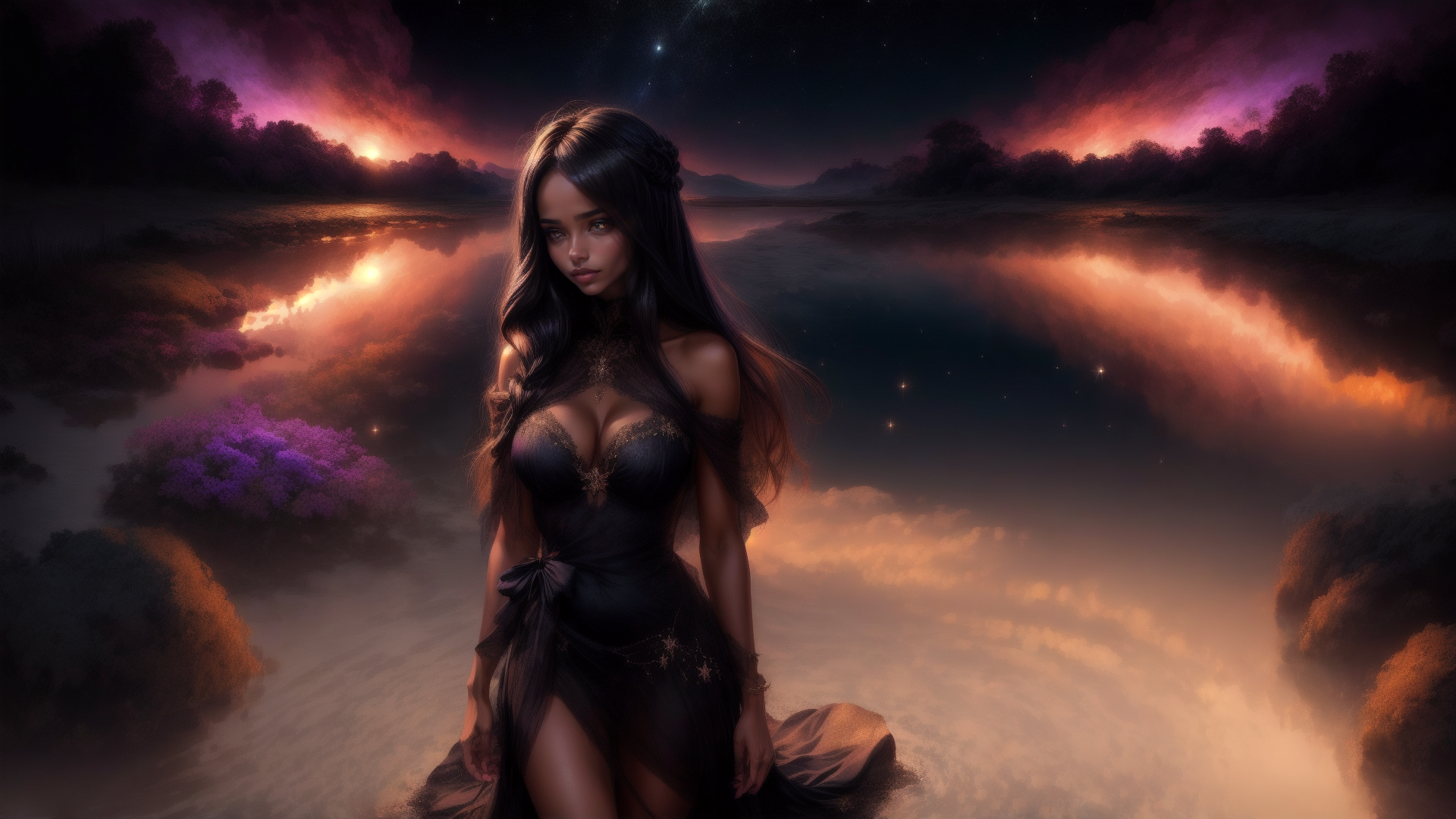 AI generated wallpaper featuring woman, naked, dress