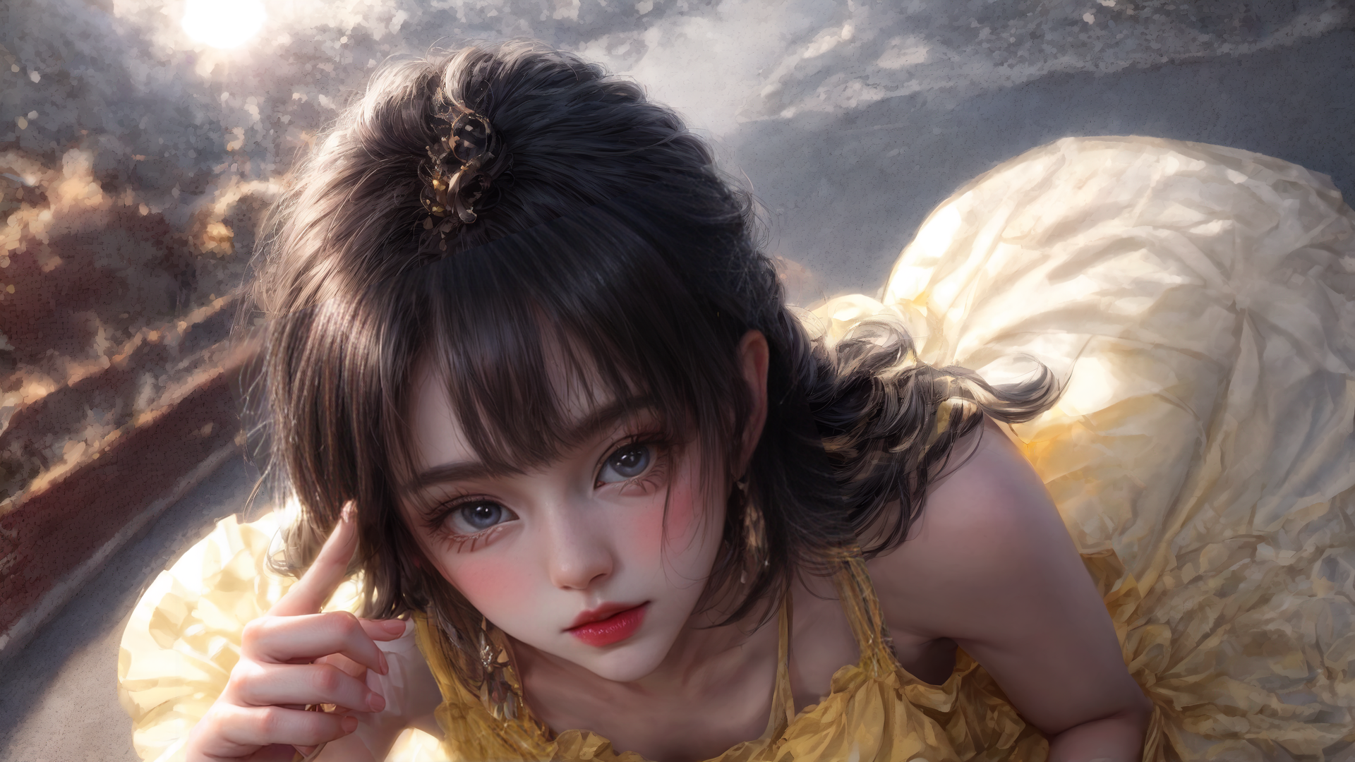 AI generated wallpaper featuring girl, angel, dress
