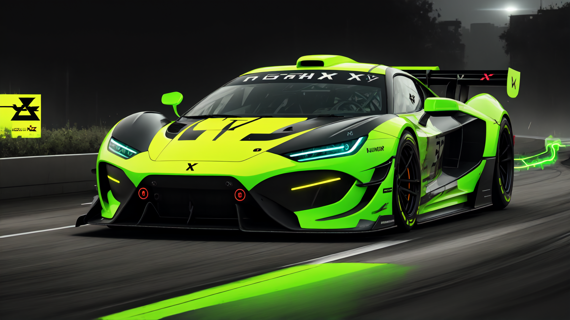 AI generated wallpaper featuring sports car, race car, supercar