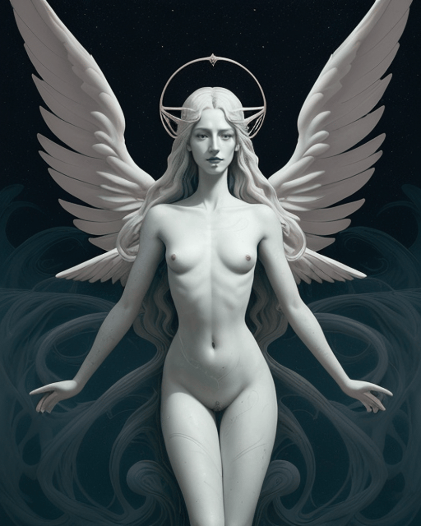 AI generated wallpaper featuring angel, feminine, wing
