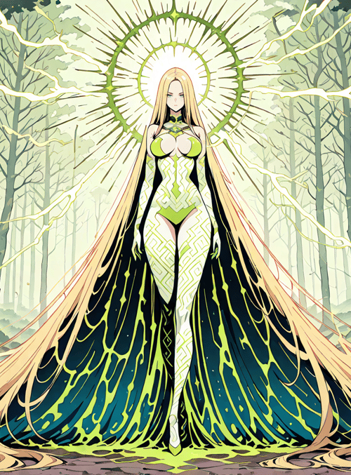 goddess, forest, woman, solar, light, trees, energy, nature, radiance, divine