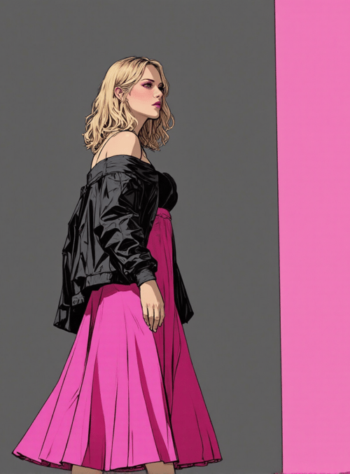 woman, dress, jacket, silhouette, building