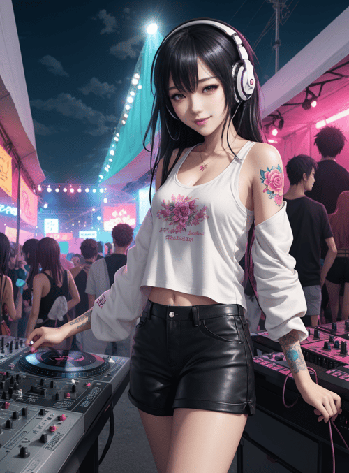 dj, woman, music