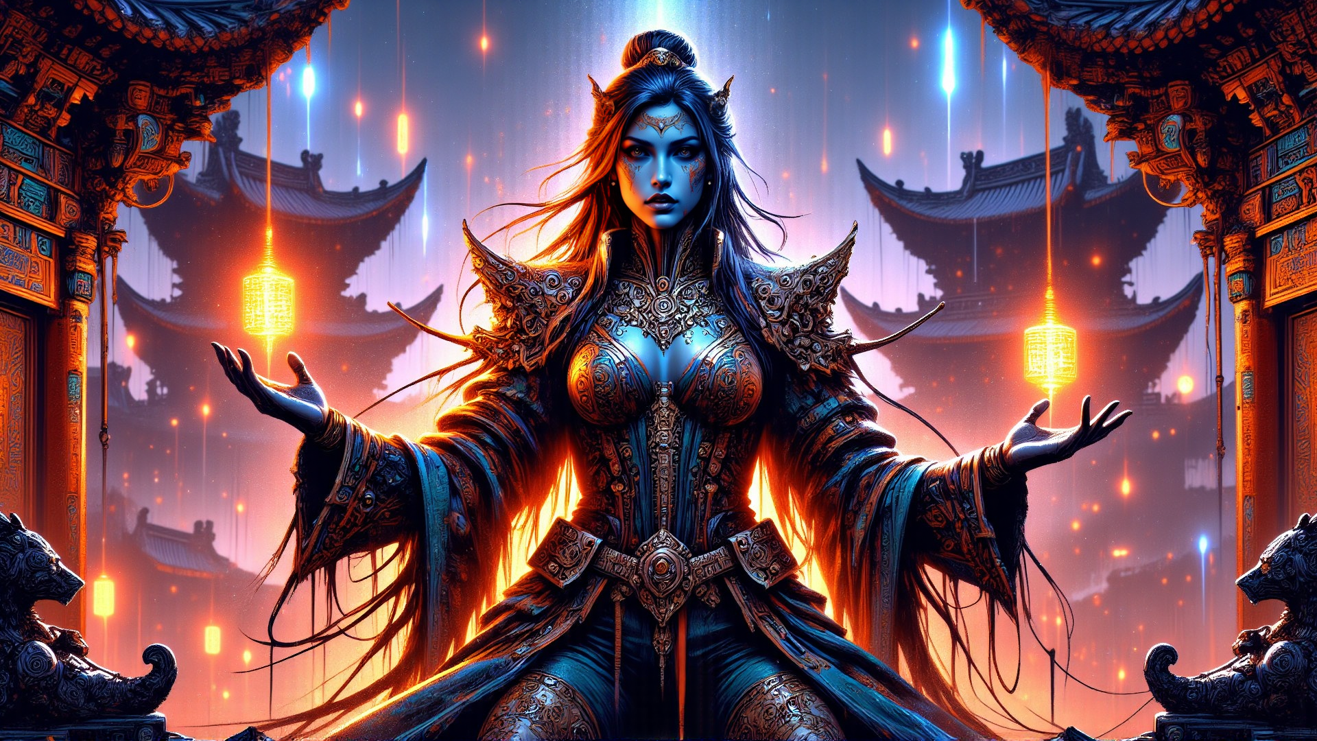 AI generated wallpaper featuring queen, ancient, warrior