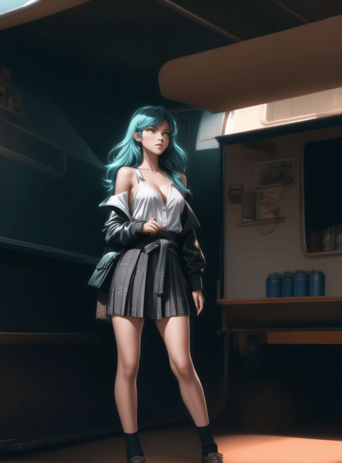 woman, train, skirt, jacket, hair
