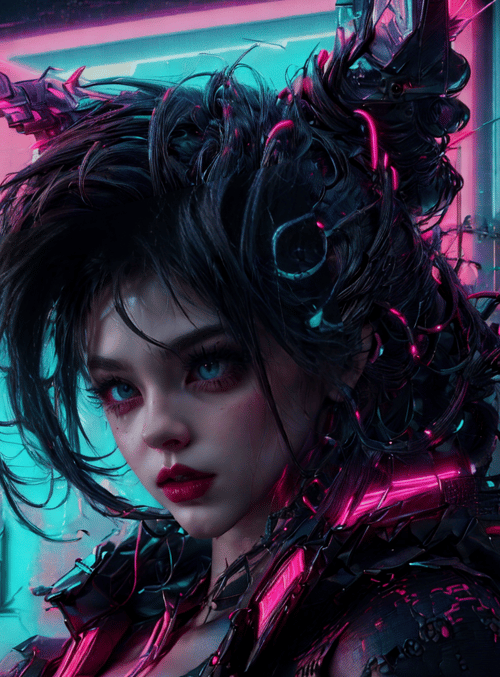 cyberpunk, woman, neon