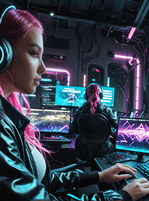 gamer, headset, computer