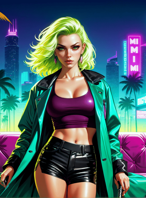 woman, palm tree, cityscape