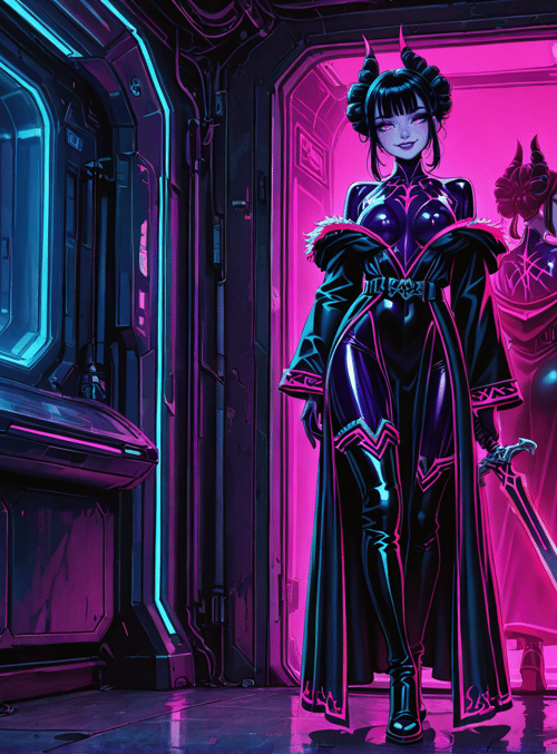 women, sword, corridor, cyberpunk, gloves