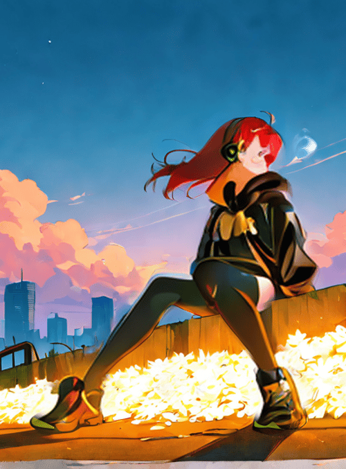 girl, flowers, city