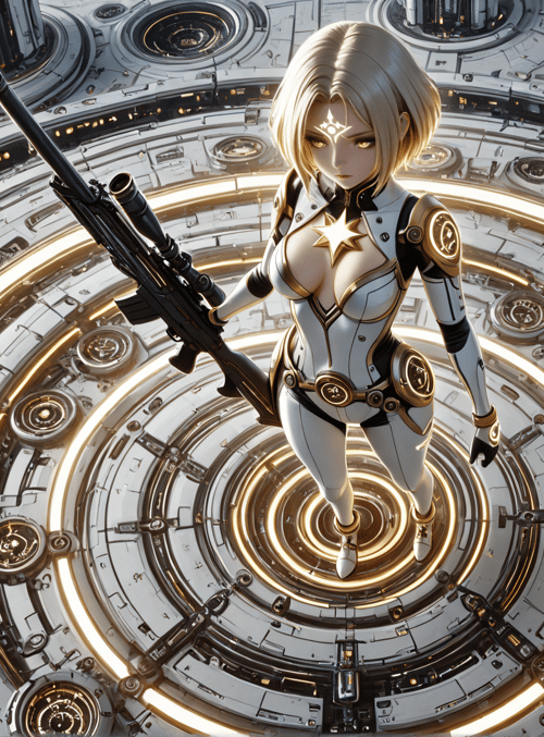 woman, spaceship, gun, armor