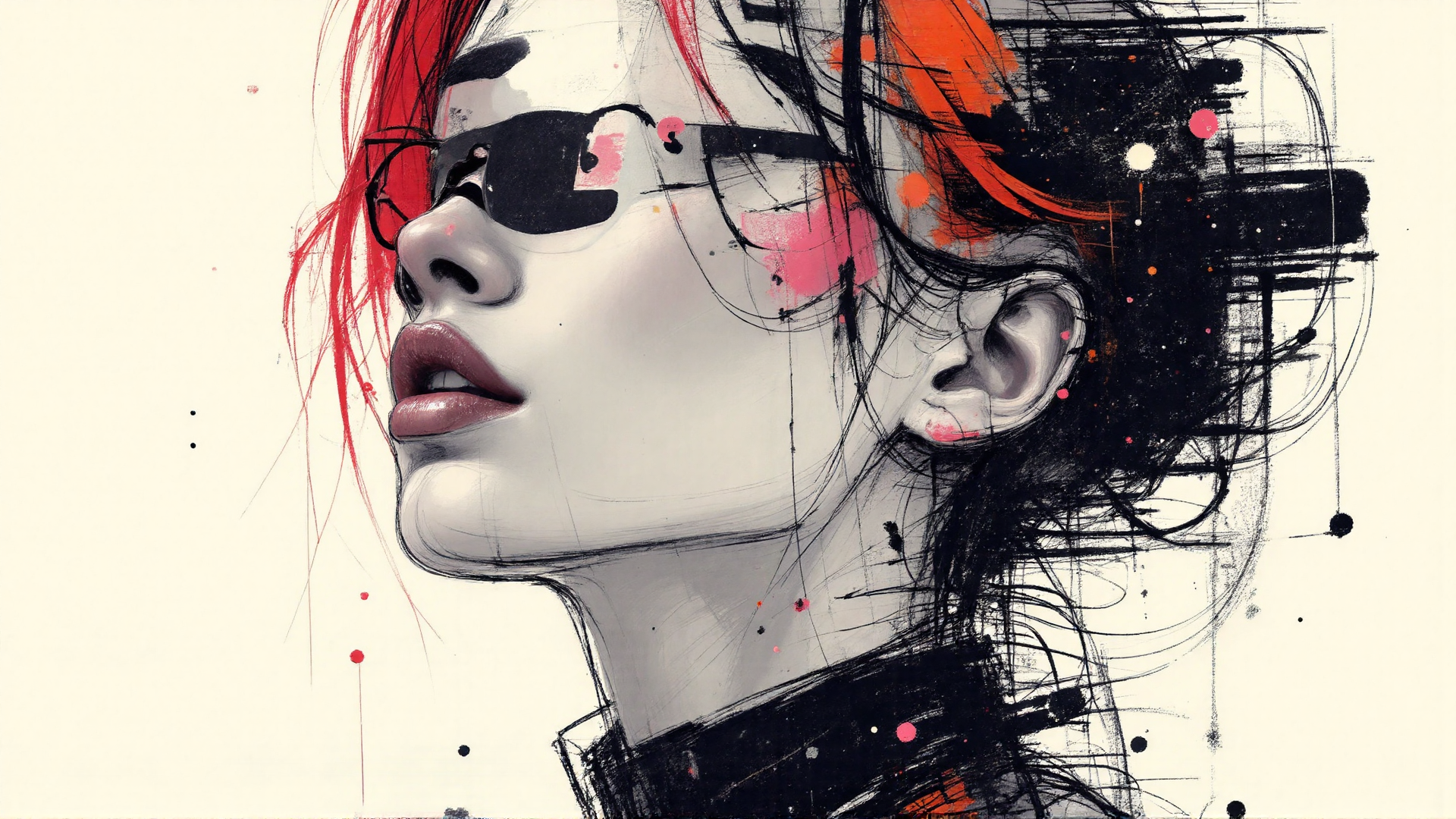 AI generated wallpaper featuring woman, sunglasses, hair