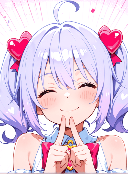 girl, anime, character, hearts, confetti