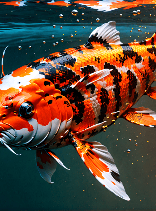 koi, fish, water, bubbles
