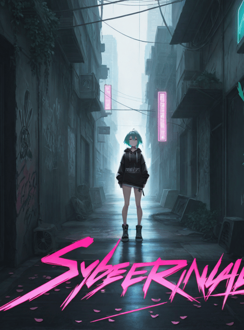 girl, alley, cyberpunk