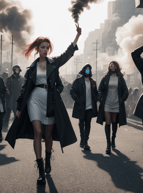 protesters, urban, smoke