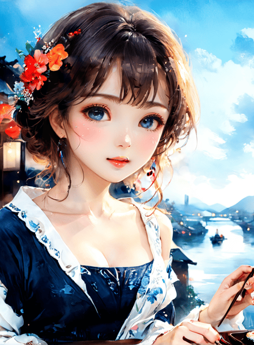 girl, chinese street, sushi