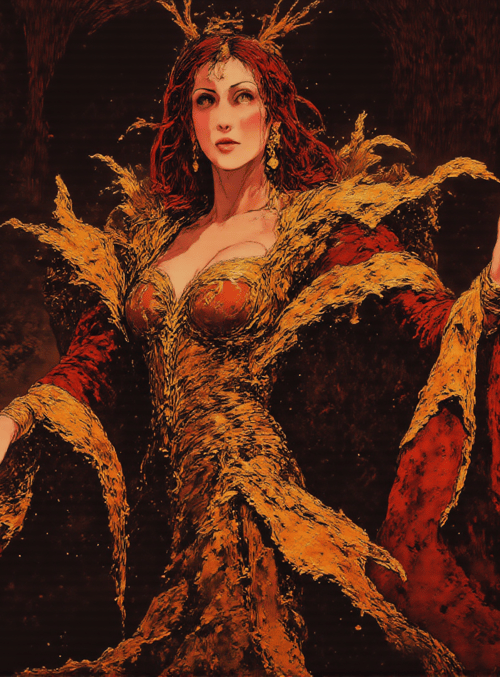 queen, woman, forest, ancient, coronation, fashion, crown, dress, tree, ruins