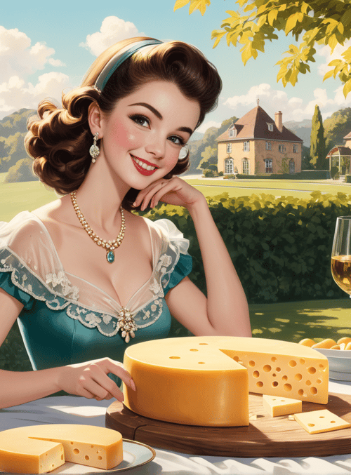 woman, cheese, apples